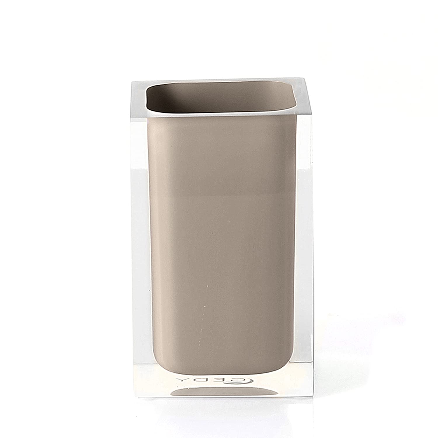 Gedy Auckland Bathroom Toothbrush Holder, Light Taupe, Dimensions and Weight: 11 x 7.2 x 7.2 cm & 0.25 kg, Transparent Resin Toothbrush Holder, R&D Design, Handmade, 2 Year Warranty