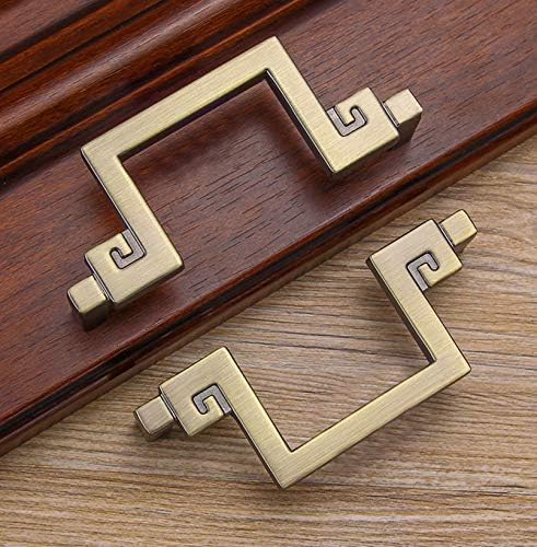 Hardware,pulls,2PCS Antique Bronze Handles for Cabinets,Zinc Alloy Furniture Handle,Vintage Style for Kitchen Cupboard Door Pull,Bedroom Dresser Drawer,Bathroom Furniture Hardware(Green bronze,96 mm)