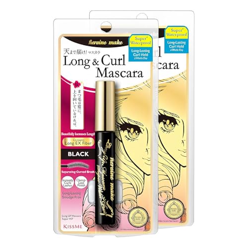 Image of Heroine Make by KissMe Waterproof Mascara Black | Volumizing, Lengthening & Smudge-Proof Formula | Waterproof Mascara for Long-Lasting Curl & Volume | Made in Japan | 2 Pack