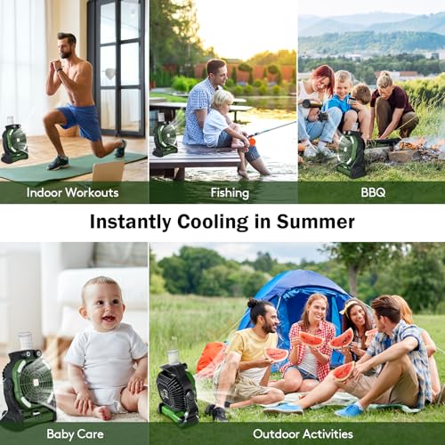 Clemas X29A-G Camping Fan With Mister Rechargeable | Long Lasting Portable Battery Powered Water Misting Fan Table Fan 14000Mah thumb #6