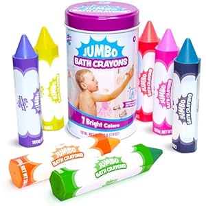 Tub Works® Smooth™ Jumbo Bath Crayons Bath Toy | Nontoxic, Washable Bath Crayons for Toddlers & Kids | Unique Formula Draws Smoothly & Vividly on Wet & Dry Tub Walls | Large, Easy-Grip Bathtub Crayons