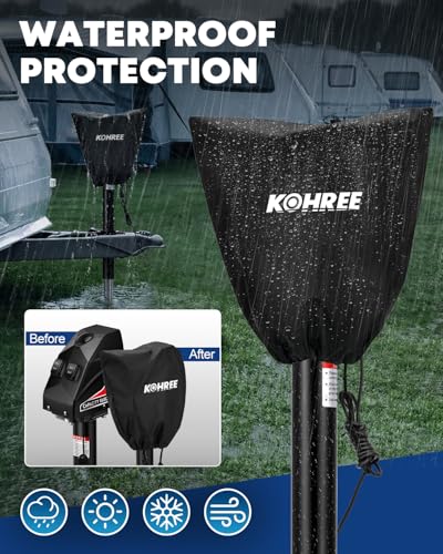 Image of Kohree Electric Trailer Jack 5000lbs, Heavy Duty A-Frame Electric Power Tongue Jack with Waterproof Cover & LED Light for Travel Trailers, Camper, RV, 12V DC with Wiring, 9.8 inch-31.7 inch Lift