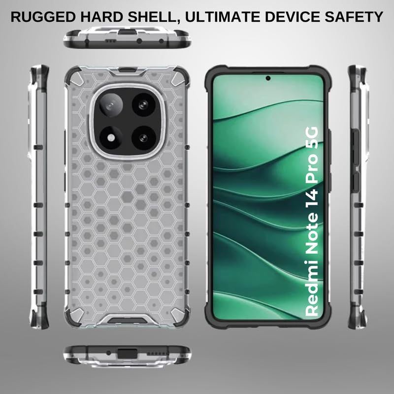 Image of Hard PC Back Case Cover for Mi Redmi Note 14 Pro 5G Anti Slip Ultra Thin Shockproof Reinforced Corners (Polycarbonate|Clear)