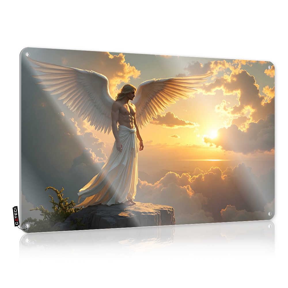 Fzfn Colour Cool Wall Decor Unique Front Door Decor Soft Area Angel Standing On A Cliff At Sunset - Vintage Wall Decor For Pub(30X40cm)