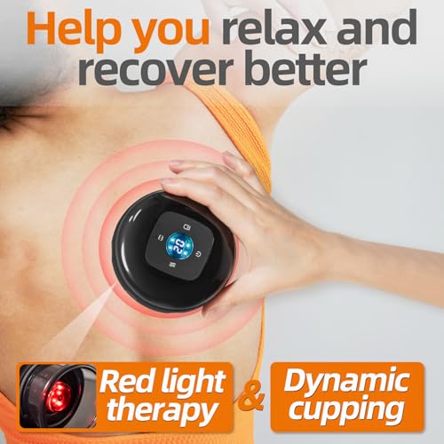 Image of Becommend 5-in-1 Remote Cupping Kit for Massage Therapy with 20-Level Suction & Heat, Red Light - Cupping Set with 2 Replaceable Cups for Back Pain, Knots, Soreness Relief (Black)