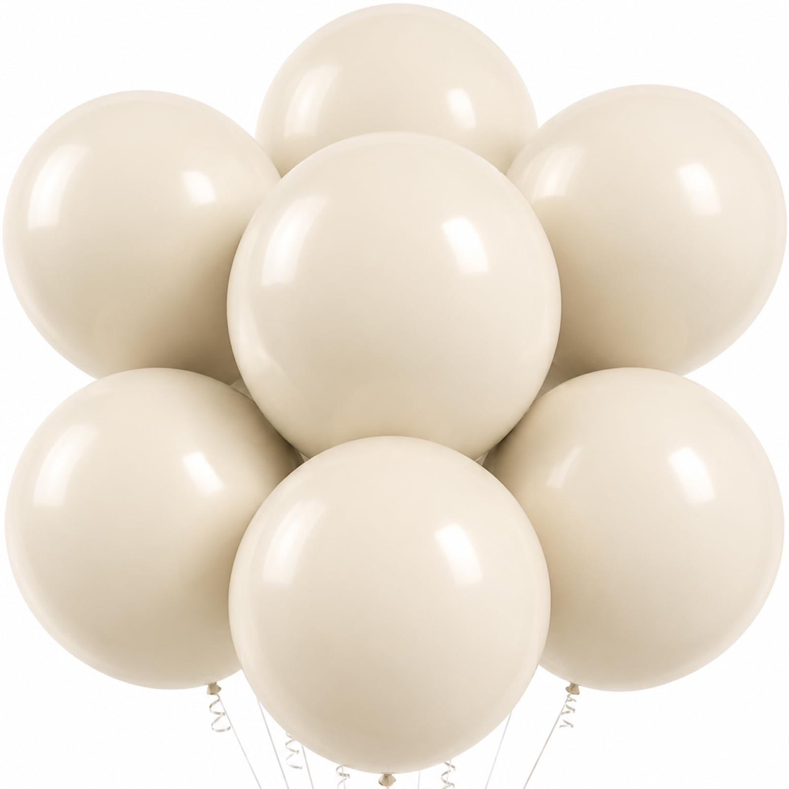 18 Inch White Sand Balloons, 15 Pcs Large Beige Balloons, Round Latex Party Balloons for Birthday Wedding Anniversary Bridal Shower Baby Shower Party Decorations