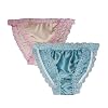 LingDooo 2Pairs Women Silk String Bikini Thong Lace Sexy Underwear Panties Briefs Soft Touch Stretch Waist Size
