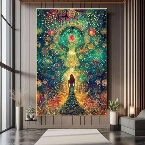 Tableau sur toile énergie féminine bohème XINBAO 80x110cm - 4