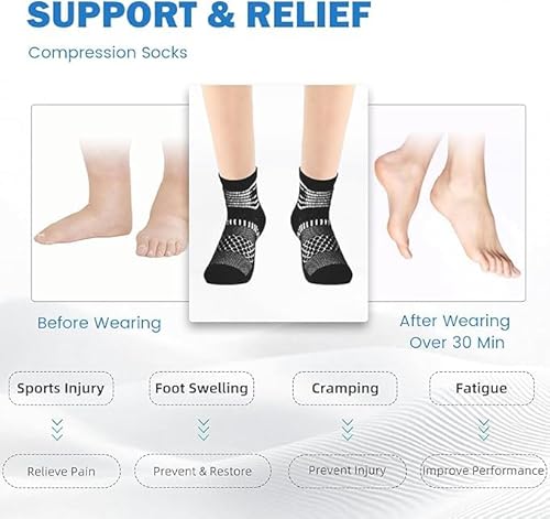 IRAMY Medias de Compresión Tobilleros Mujer Calcetines Compresion Running Calcetines Deporte con Cusión para Plantar Fasciitis 3 Pares - imagen 5