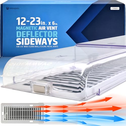 Powerful Magnetic Air Vent Deflector Sideways (Side Extender) - 3 Strong Neodymium Magnets (Upgraded Patented Design) - Fits 3-6 Wide Floor/Wall/Ceiling Vents - 1.6(H) - Adjustable from 12 to 23