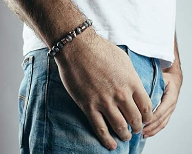 Akitsune Obsidiaan parelarmband, premium armband voor heren
