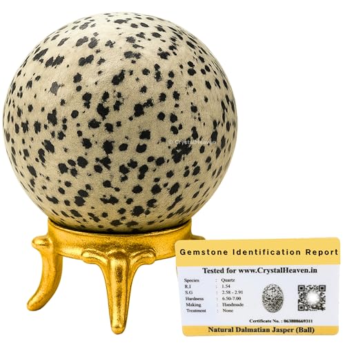 Image of Certified Dalmatian Jasper Crystal Ball for Meditation - Premium Crystal Vastu Items for Home and Feng Shui Items for Good Luck - Ideal for Pooja Supplies and Spiritual Practices (1.5 inch Inch)