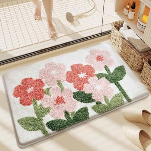 Image of AAZEEM Mat Rugs Non-Slip Abstract Bath Rugs Cute Mat Washable for Tube |Rectangular Door Mat for Home |Drawingroom |Easy Clean Indoor and Outdoor Floor |Baby Pink |