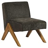 Poltrona in legno e tessuto vintage antracite 61 cm Casita TOLGA
