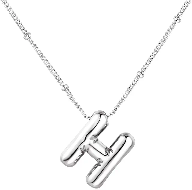 Bubble Letter Necklace: 14K Gold Plated Personalized Alphabet Pendant Jewelry