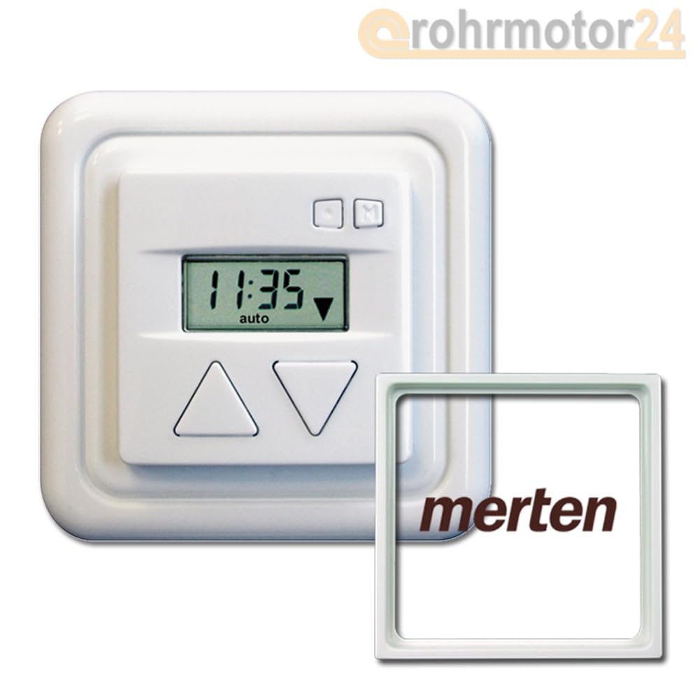 Duomatic 50 RZ Rolladensteuerung Zeitschaltuhr UP 7082/50RZ Jalousieschalter incl. Merten Zwischenrahmen (Merten M-Plan/Atelier M)