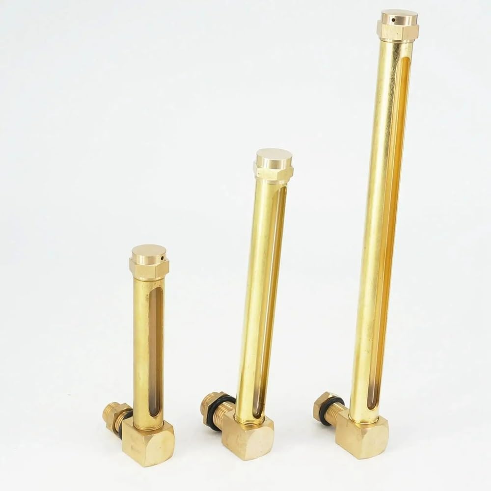 DYETEE Oil Liquid Level, 1PC 1/4" 3/8" 1/2" BSP M12 M14 Brass Oil Liquid Level Indicator Sight Glass Gauge Lathes(150mm,1/4")