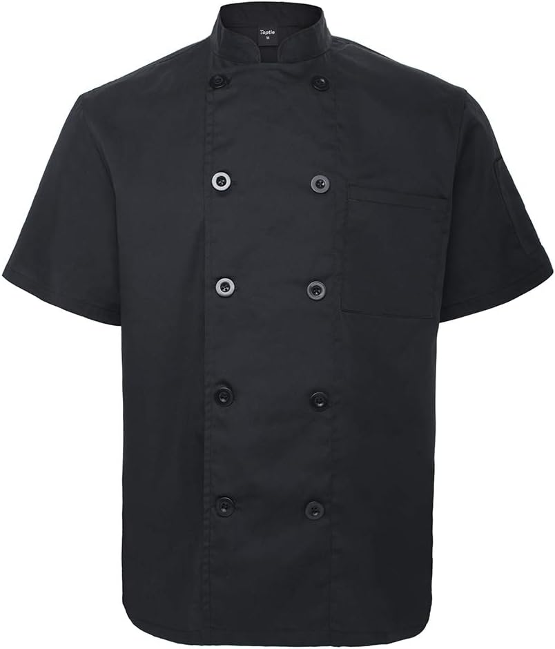 Unisex Short Sleeve Chef Coat Jacket, Black