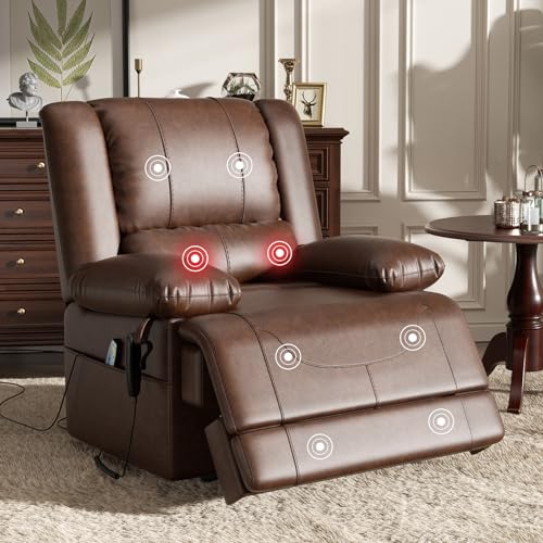 Sillón sin reclinar con cuero sintético marrón miniatura 1