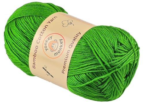 Image of 10-Pack of Yonkey Monkey 500 Grams Yarn - 70% Rayon derived from Bamboo, 30% Cotton - Imported - Grass Green 9035