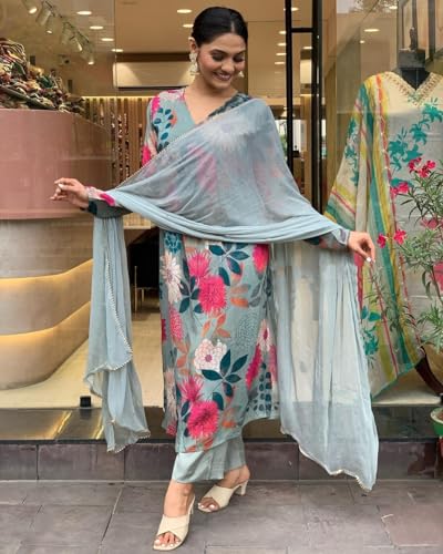 Image of ANNI DESIGNER Women's Cotton Rayon Straight Printed 3Pc Kurta Set