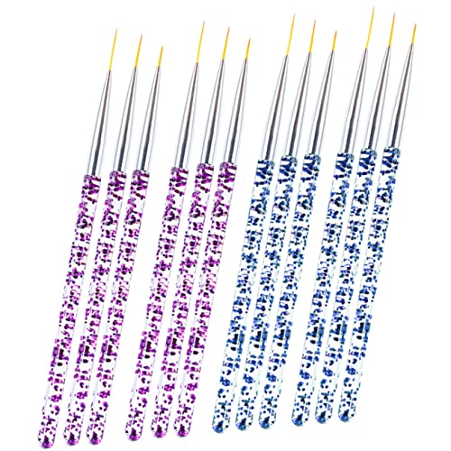 SHERCHPRY 12 pcs Nail Art Striping Brushes Nail Design Pens for Fine Line Drawing for Home Salon Use Stylish Colors