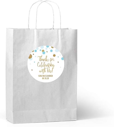 Miniatura 3 de Andaz Press azúl bebé brilltante dorado para Baby Shower colección de fiesta, Etiqueta redonda personalizada , 1