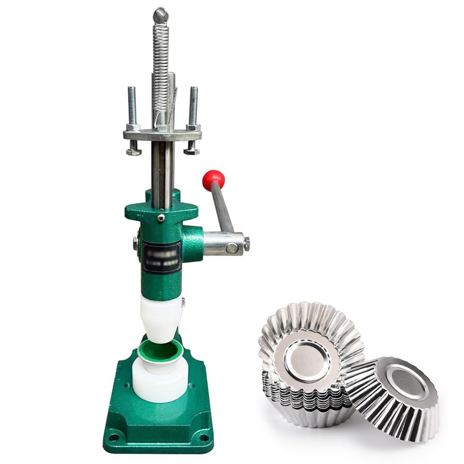 Máquina de prensado de tartas de huevo comercial, molde manual para cupcakes y natillas, herramienta de prensa manual con juego completo de moldes para tartas y gofres para entusiastas de la