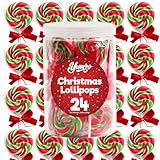 Christmas Swirl Lollipops, 24 Christmas Lollipops Individually Wrapped, Delicious Suckers Bulk For Festive Treats, Perfect christmas suckers for Gift, and Holiday Decorations