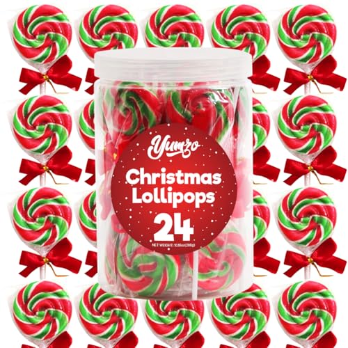 Christmas Swirl Lollipops, 24 Christmas Lollipops Individually Wrapped, Delicious Christmas Suckers Bulk For Festive Treats, Perfect christmas suckers for Gift, and Holiday Decorations