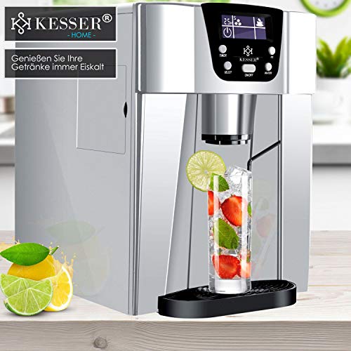 KESSER® Eiswürfelbereiter | Eiswürfelmaschine Edelstahl | 100W Ice Maker |12 kg 24 h |2 Würfelgrößen | Zubereitung in 6 min | 2 Liter Wassertank | Timer | LCD-Display | Wassertank, mit Zubehör Silber – Bild 4