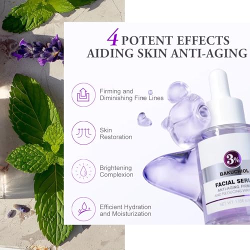 Generic Bakuchiol Face Serum – 100% Plant-Based Retinol Alternative | Anti-Aging, Pore Refining, Hydrating Serum for Fine Lines, Wrinkles & Uneven Texture – Vegan, Organic, Non-Greasy