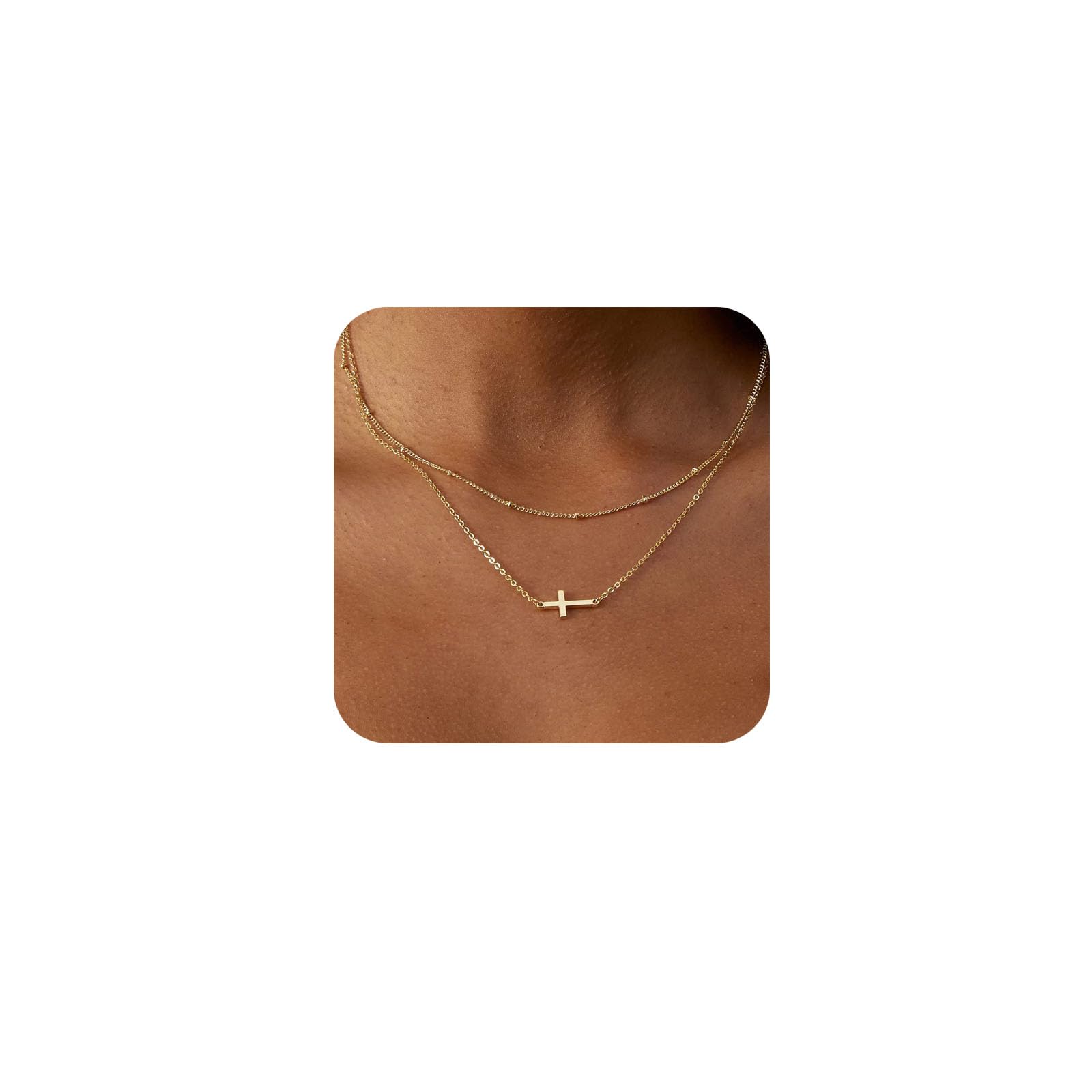 Modernplus Gold Layered Necklaces for Women, Dainty Layering Chain Necklace Stackable Pendant Choker Necklaces Trendy Jewelry Gifts