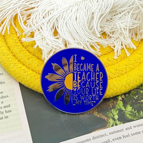 Image of I Became A Teacher Because Your Life Is Worth My Time - Literature Series | Premium Enamel Pin - Statement Lapel Pin - Plated Badge for Clothing, Bags, Hats, Jackets, and Lanyards
