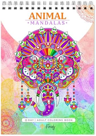 Finoly Mandala Malbuch Tiere für Erwachsene Reduzieren Stress | Mandala Buch für Erwachsene | Ausmalbuch Mandala A4 | Mandalas für Erwachsene Kein Durchdrücken der Tinte Spiralbind