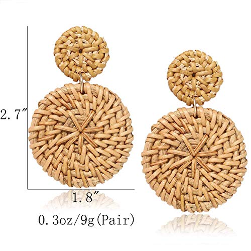 Rattan Earrings For Women Boho Handmade Straw Wicker Woven Drop Earrings Lightweight Geometric Dangle Stud Earrings For Girls #TOP6