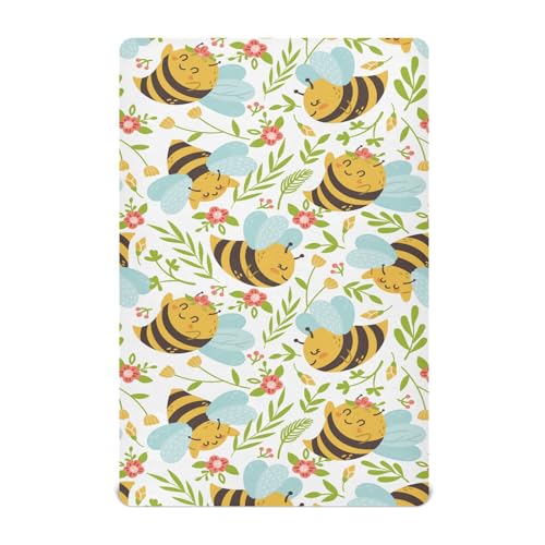 Image of vvfelixl Crib Sheets for Boys Honey Bee Cute Bumble Bee Toddler Baby Girl Sheets for Crib,Neutral Mini Crib Nursery Mattress Sheets Fitted,Crib Mattress 52 * 28 * 9In, g363127842p821c876s1914