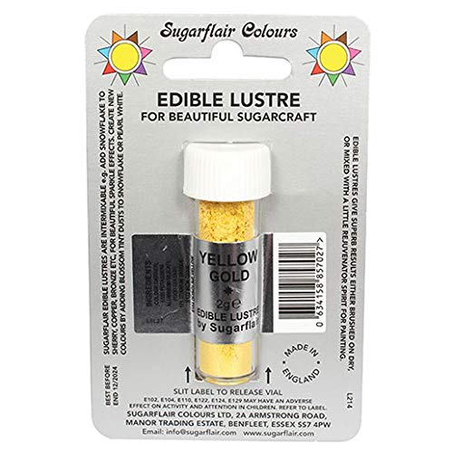 SugarFlair Edible YELLOW GOLD Lustre Powder Food Color Icing Cake Decoration