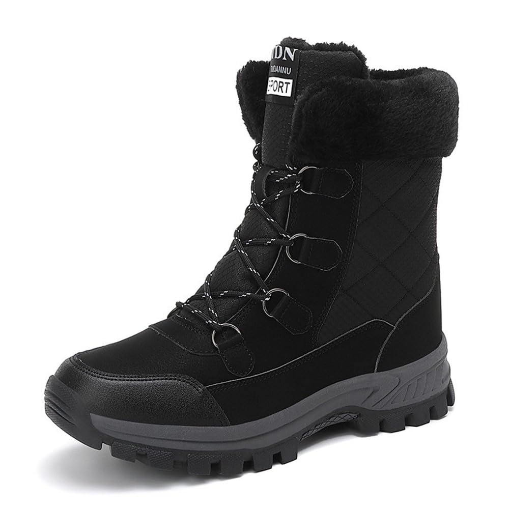 Botas de nieve para mujer con forro de piel botas de invierno impermeables botas de senderismo antideslizantes a media pantorrilla Zapatos Outdoor ligeras al aire libre