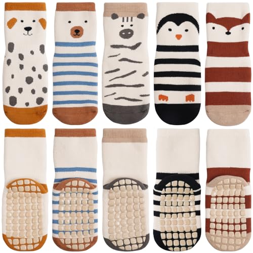 Vicloon Rutschfeste Socken für Baby,5 Paar Baby Socken Anti Rutsch...