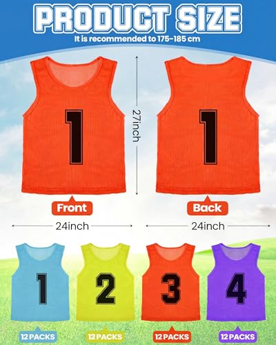 Image of Suhine 48 Pcs Adult Pinnies for Sport Soccer Nylon Mesh Scrimmage Vest Mesh Basketball Football Team(Cute Color,XXL)