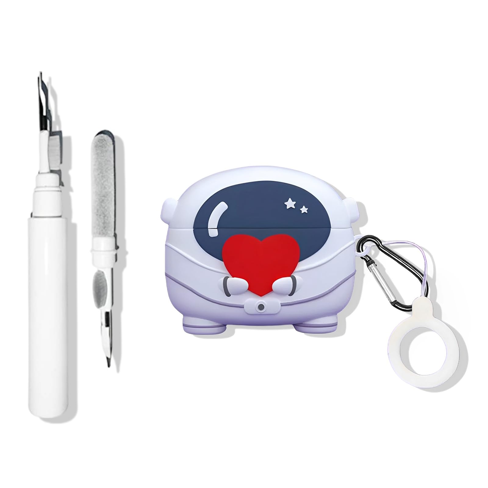 SKPY 3D Cute Cartoon Design Rugged Shockproof Case Compatible with JBL Vibe Beam/Vibe 200TWS Soft Silicone with Carabiner Anti-Lost Ring Cleaning