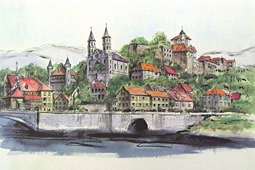 Amazon.co.jp: ジェームス・フォード『教会のある街』リトグラフ 版画