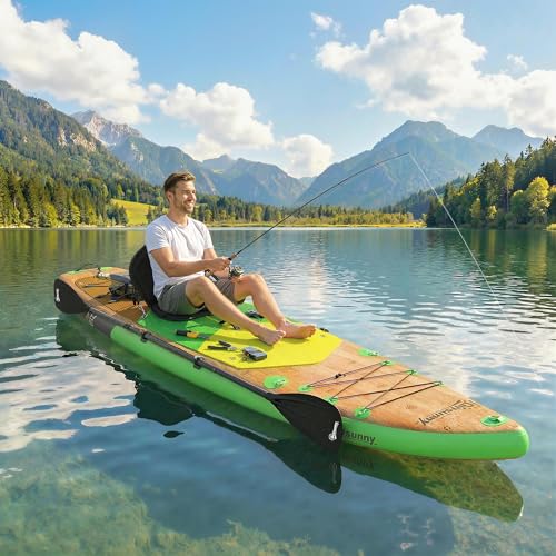 Outsunny Tabla Paddle Surf Hinchable con Accesorios, 335 cm, Remo Convertible, Asiento, Aletas, Stand Up Paddle Board con Superficie Antideslizante, Bomba, Mochila y Funda, Carga 180 kg, para Adultos