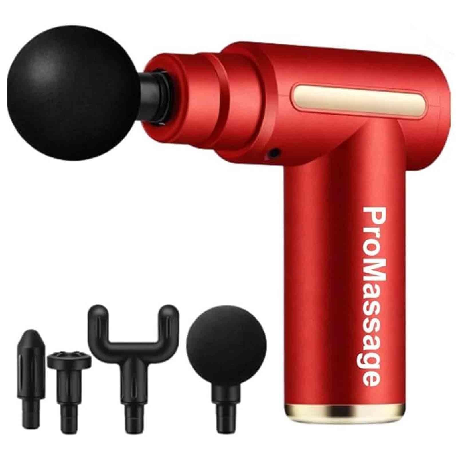 Pistolet De Massage des Tissus Profonds, Portable avec 4 Têtes De Massage, Écran Tactile LCD pour La Relaxation des Épaules, du Dos Et du Corps Red,13 * 13 * 5cm