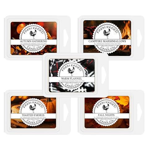 Farm Raised Candles - USA Grown Soy Wax Melts - Fall - Bakery Variety Packs – 5 Pack, 16oz Total – Wax Melt Warmer Scents – (Winter Cabin 5 Pack Variety)