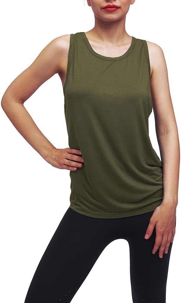 Womens Workout Yoga Tops Open Back Shirts Tie Back Tank Tops with Adjustable Fit - Image 2