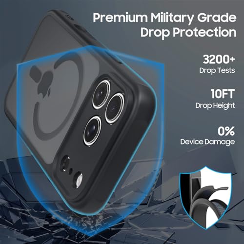 Image of Tobfit Magnetic Case for iPhone 17 Pro Max Compatible with Mag Safe, Translucent Matte Back Slim Shockproof Phone Cover for iPhone 17 Pro Max