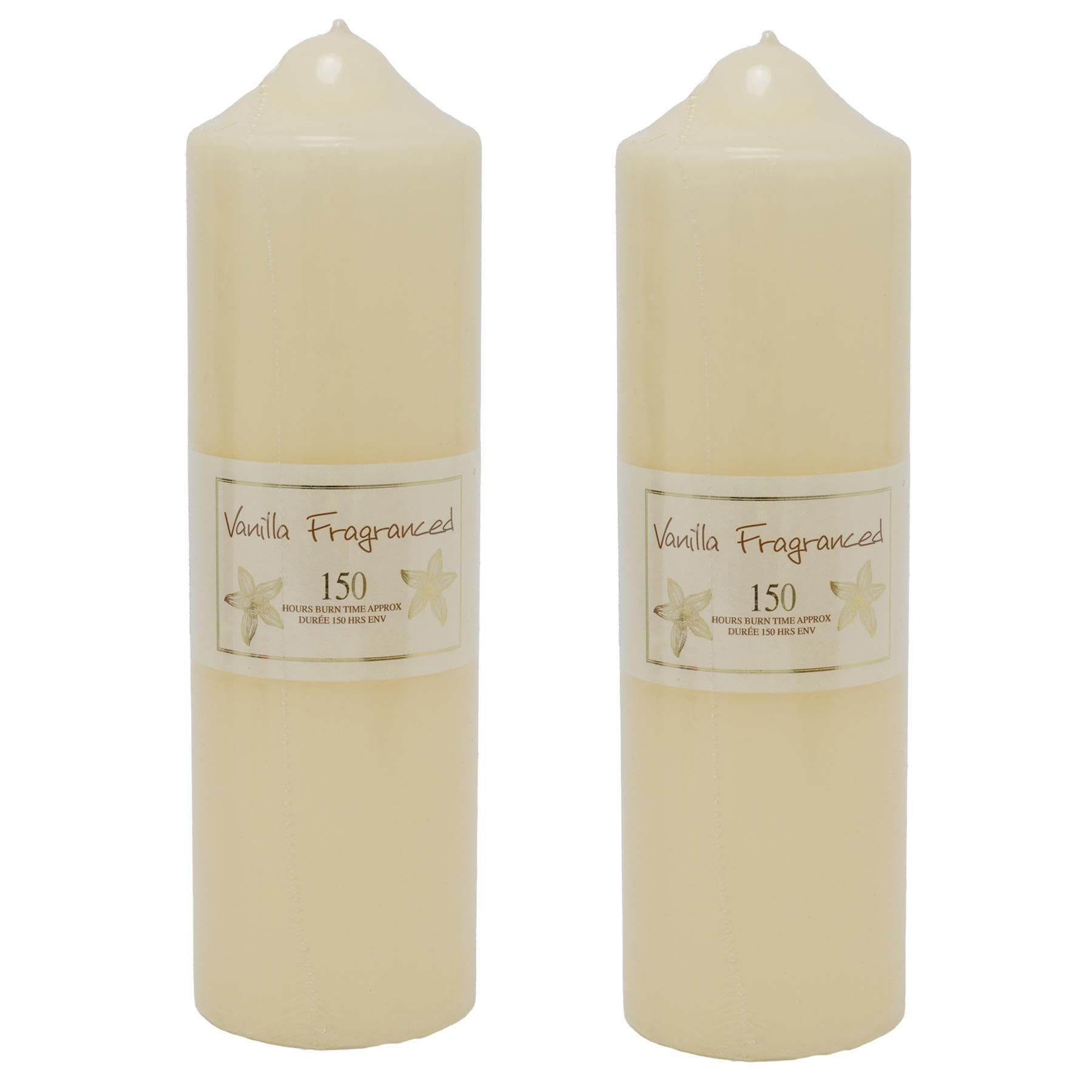 Carousel Home Cream Pack Of 2 Overdipped 150-Hour Vanilla Scented Pillar Votive Wax Candles | Decorative Ivory Church Candles - 24 X 7Cm