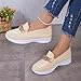 Ladies Fashion Breathable Mesh Metal Chain Decoration Thick Sole Casual Sports Shoes Pool Exercise Shoes Women (Beige, 6.5)